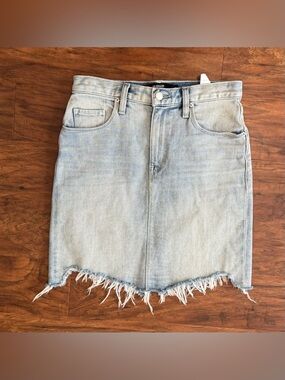 HUDSON Denim Jean Skirt Raw Hem Light Blue Boho Festival Concert Size 25